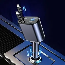 DESHCO Retractable Car Charger, 100W 4 in 1 Super Fast Charge Car Phone Charger, Retractable Cables (31.5 Inch) and 2 USB Ports Car Adapter for iPhone 15/14/13/12 Pro Max (Retractable car Charger)-image-68