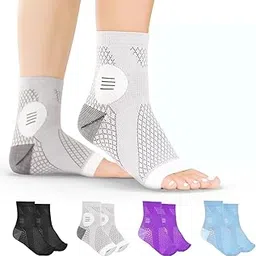 2 Pairs Neuropathy Socks for Men & Women – Compression Toeless Foot Sleeves for Nerve Pain, Neuritis & Diabetic Neuropathy Relief | Arthritis Support Socks (Grey, Medium)-image-65