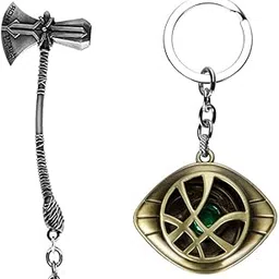 ag moto Metal Marvels Thor Hammer Axe Keychain & Doctor strange Eye of Agamotto Avengers Keychain-picture-41
