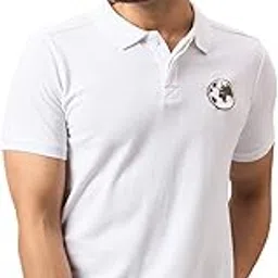 club york Men White Half Sleeve Polo Neck Chest Embroidery T-Shirt-picture-34