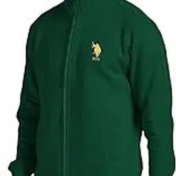 u.s. polo assn. Men's Plain/Solid High Neck Full Sleeves Cotton Rich Soft Fabric Zipper Closure Regular Sweatshirt With Side Pockets And Stay Warm Treatment (Olive-Medium), Green-picture-29