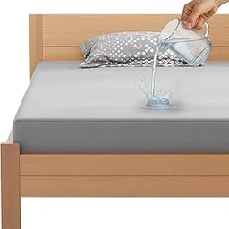 Lukzer Grey Double Bed 72 x 48 Inches Waterproof Mattress Protector with Soft Cotton Terry Surface - Noiseless, Breathable & Washable Fitted Bed Cover for Hygiene & Spill Protection (MTP-GR-002)-picture-17