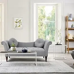 SK Woody Rosewood 2 Seater Settee Sofa Diwan Couch for Bedroom, Living Room, Dining Room, Drawing Room, Home Office, Lounge (Dove Grey)-picture-36