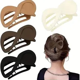 Large Hair Claw Clips, Matte Finish, Set of 4 Colours, 8.6 cm x 4.2 cm, Suitable for Thin to Thick Hair Flat Hair Clips for Women French Concord Claw Clips-picture-54