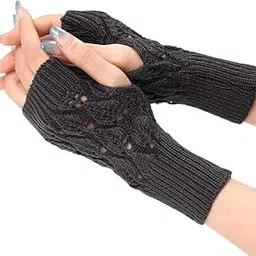 the dds store Women Knit Winter Fingerless Gloves Crochet Thumbhole Arm Warmer Mittens for Women Hand Crochet Knit Gloves Open Fingers-picture-16