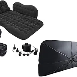 Drumstone 𝐂𝐨𝐦𝐛𝐨 C1098 Inflatable Travel Car Bed Air Sofa with 2 Inflatable Pillows – Car Air Mattress & Windshield Sun Shade Protector- Foldable Car Shades for Windows, 3 Layers UV Block Umbrella-image-21