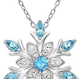 el regalo Classy Snowflake Frozn Ocean Blue Necklace for Girls & Women | Frozn Snowflake Pendant Necklace-picture-18
