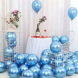Flyloons 25 pcs Blue Chrome Balloons for Birthday decoration celebration Anniversary baby shower Girls Boys Men Women image 1