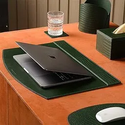 Desk Blotter Leather Laptop Mat – Sterling Handcrafted Recycled Leather Writing Pad – Luxury Executive Office Laptop Mat - Green - 50x37 cm-picture-17