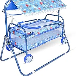 AVANI METROBUZZ Small Baby Cradle with Wheels and Canopy, Foldable Design, Cortoon Pattern, for 0-6 Months Baby Boys and Girls-picture-29