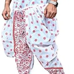 needle go traditional Mens Ethnic Indian Bensari Silk Blend Ready To Wear Printed Dhoti Comfort, Classic Design for Festivals & Ceremonies Dhoti for Men-picture-13