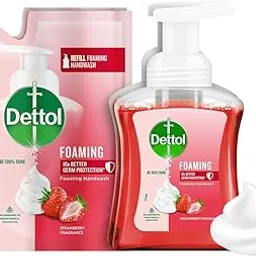 Dettol Foaming Handwash Pump + Refill Combo, Strawberry (250ml + 200ml) Pack of 2 | Rich Foam | Moisturizing Hand Wash | Soft on Hands-picture-15