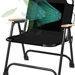 KNINE OUTDOORS Foldable Beach Chair Camping Chair with Fan, with USB-Powered Cooling System, for Camp, Beach, Fishing (Black)-picture-11