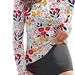 woweny Women Rash Guard Long Sleeve Swim Shirts UPF 50 Sun Protection Swimsuit Top Bathing Suit No Bottom-picture-39