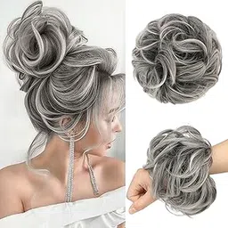 FESHFEN Hair Bun Extensions Messy Curly Wavy Hair Scrunchies Plus Size Hairpieces Synthetic Donut Chignon Hair Pieces for Women Girls, 1.94oz-picture-11