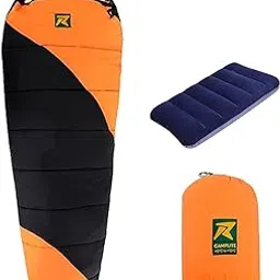 Sleeping Bag 0°C to +10°C by Rocksport l Ideal Sleeping Bags for Adults,Men,Camping,Travel & Winter l Outdoor Camping Accessories (Black-Orange) - Free Air Pillow-image-49