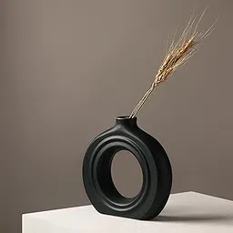 India Vases for Living Room | Donut Vases | Vases for Home Decoration | Ceramic Vases | Vases for Bedroom | Flower Vases | Centrepiece Decor for Home & Office | Black (5 Inches)-image-97