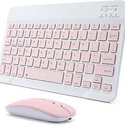 Rechargeable Bluetooth Keyboard and Mouse Combo for iPad, Ultra-Slim Portable Wireless Mouse Keyboard for iPad Pro Air Mini iPhone Samsung Tablet Cell Phone Android, iPadOS/iOS 13 and Above (Pink)-image-13