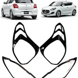 DDA ENTERPRISES head light Tail light cover compatible for maruti swift 2018-2023 black garnish and premium look (GLOSSY BLACK) (SET OF 4PCS) (Swift BLACK) chrome accessories-picture-15