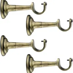 Rkoing® Elegant Antique Finish Curtain Support for Bracket Parda Holder Window Rod Support Fittings (Pack of 4, Gold)-picture-26