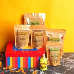 FOODCLOUD.IN Munchies The Holi Hai Hamper with Organic Gulal - 5 Healthy and Nutritious Snacks- High Protein, Sweet & Baked or Roasted - Gift Box (Pack of 5)-image-18