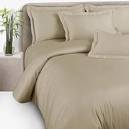 COZY ABODE® 100% Bamboo King Size Bed Sheet 275x275cm with 2 Oxford Pillowcases | 250TC Plain Bedsheet for Double Bed | Ultra Soft, Natural Breathable & Cooling Double Bed Luxury Sheets (Beige)-picture-18