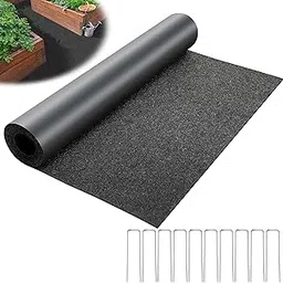 DECOHS 10 x 2 Ft Felt Mulch Mat Roll for Landscaping, Permanent Fabric Mulch Walkway Pathway Mat, Garden Pathway Mulch Barrier with 10 Ground Stakes for Plants, Vegetables and Flower Outdoor (Black)-picture-40