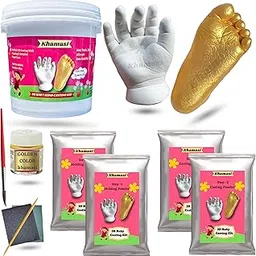Khamasi Casting kit for Baby, 3D Baby Hand and Foot Casting kit, Hand Print and Footprint, Moulding Clay Newborn Toddler Impression, Printing Materia (White, 2 Casting) image 1
