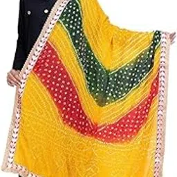 tmt hub Dresses Jaipuri Rajasthani Women's Tapeta Art silk bandhej Dupatta with Heavy Gota Patti Work-picture-17