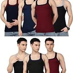 lux parker Men's Cotton Solid Gym Vest |Style- 1500 | Color May Vary | Pack of 7-picture-24