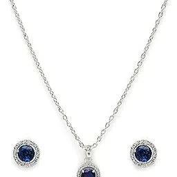 Jewelry Luxury AD Crystal Pendant Gift for Women | Gift for Sister | Rakhi jewelery | Rakshabandhan Gift Pendant with Earrings Jewellery Set For Women-image-11
