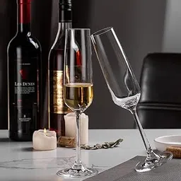 NVRA Italian Premium Long Stem Champagne Glasses Set of 6 | 250 ML Crystal Clear Glass for White or Red Wine Brandy Burgundy Cocktail Party | Best Gift, Transparent Unique Tableware-picture-29