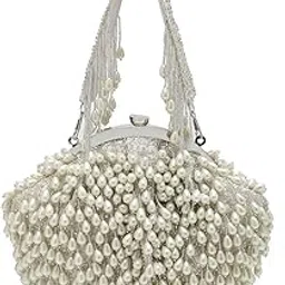anekaant Droop Pearl Embellished Faux Silk Clutch-picture-52