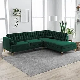 Caradel Hector 6 Seater L Shape Sofa Set for Living Room, Six Seater Sofa with Lounger. (Green_RHS)-picture-26