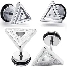 Earrings men boyfriend girls women gents ear studs for men Stainless Steel Piercing Clip on Screw Bali Pierced Hoop Stud Huggie Magnetic earrings for boys silver black gold blue boys earrings-image-82