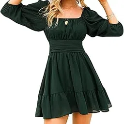 patlani Western Dresses for Women |Square Collar OR Off Shoulder Wearing Dress | Midi Western Dress for Women.-picture-45