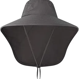 Radionics Fishing Cap Wide Brim Unisex Sun Hat with Neck Flap for Travel Camping Hiking Boating Black-picture-27