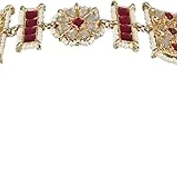 i jewels Gold Plated Traditional Floral Kundan Pearl Studded Rajasthani Sheeshphool Matha Patti/Sheeshpatti for Women (T2061)-picture-22