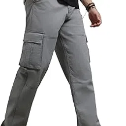 nobero Men's Straight Fit Mid Rise Cargo Pant image 1