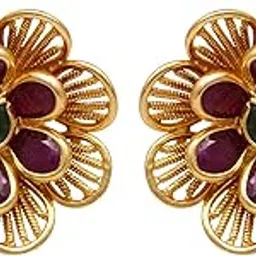 joyalukkas Ratna Collections 22k (916) Yellow Gold and Emerald Stud Earrings-picture-22