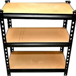 Boltless Rack -3 Shelf-NAVRANG Black Matte Finish Adjustable Shelving Unit Storage Utility Display Rack Steel Boltless Rivet Rack (30x24x12)-picture-11