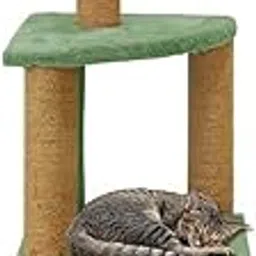 Catry, Cat Tree Hammock Bed with Natural Sisal Scratching Posts and Teasing Feather for Kitten (Green-41)-picture-71