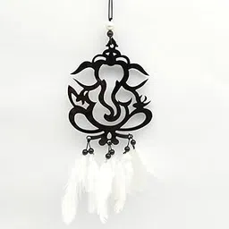 Acrylic Skientmes Ganesh Dream Catcher for Car Hanging/Car Hanging Accessories/Car Hanging Decor/Car Wind Chimes/Car Decor/Car Hanging Accessories Interior with Origional Feather, Black-picture-48