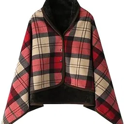 ARTISOUL® Poncho Blanket with Buttons Soft for Women Lap Blanket for Bed Sofa Car 80X130Cm | Home & Garden | Bedding | Blankets & Throws-image-10