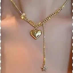fashion frill Necklace For Women Stainless Steel Heart Multi Layer Golden Chain Necklace For Women Girls Love Gifts Womens Jewellery-picture-15