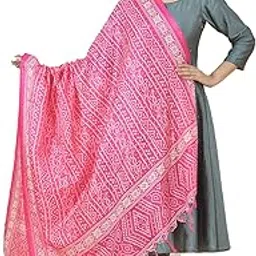 nakoda creation Silk Blend Rani Bandhani Print Dupatta For Women,Pack of 1-picture-37