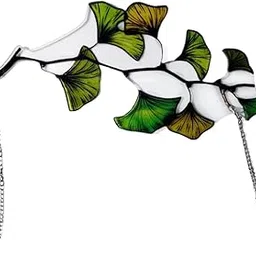 FABLOFT Suncatcher Panel Leaf Home 2D Gingko Shape Garden Metal Chain Wall Art Decor 22cm-picture-15