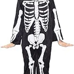 Kaku Fancy Dresses Skeleton Fancy Dress Costume for Kids | Boys & Girls Halloween Party Outfit | Scary Skeleton Jumpsuit Set - 5-6 Year-picture-11
