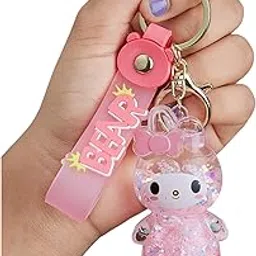 cherrybox Water Glitter Keychain for Kids, Cute Floating Liquid Filled Keychain with Plushie Strap, Cartoon Melody Design– Trendy Keyring for Bags, Purses, and Keys (Pink Colour)-picture-13