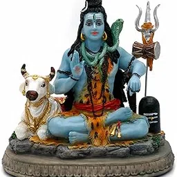 Indian God Lord Shiva Statue - Gifts for Indian Hindu 6.7"H Shiva Idol Statue W/ Cow Indian Return Gifts for Guest Yoga Studio Meditation Room Spiritual Decor Home Office Mandir Altar Pooja Item-picture-15